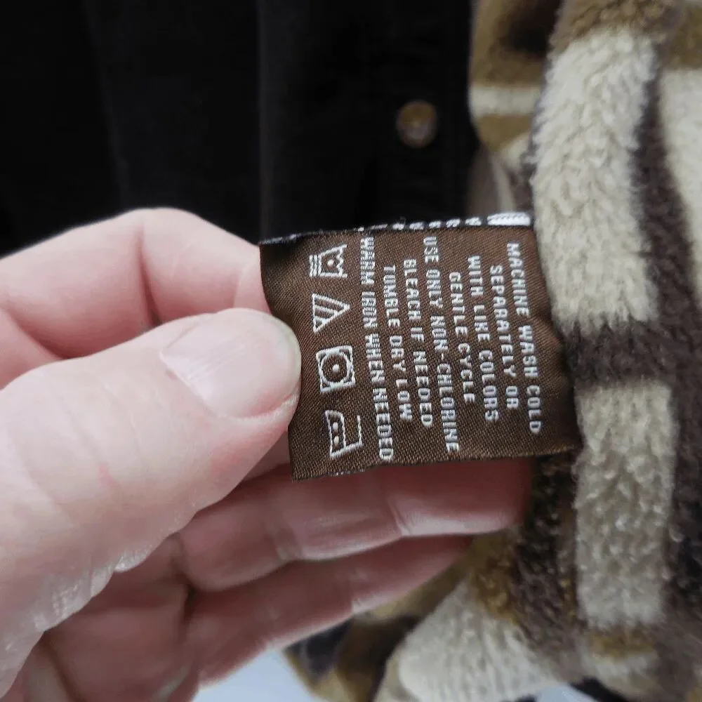 Levis Mens L Corduroy Jacket Sherpa Lined Plaid Shacket Chore Coat EUC - Picture 9 of 9